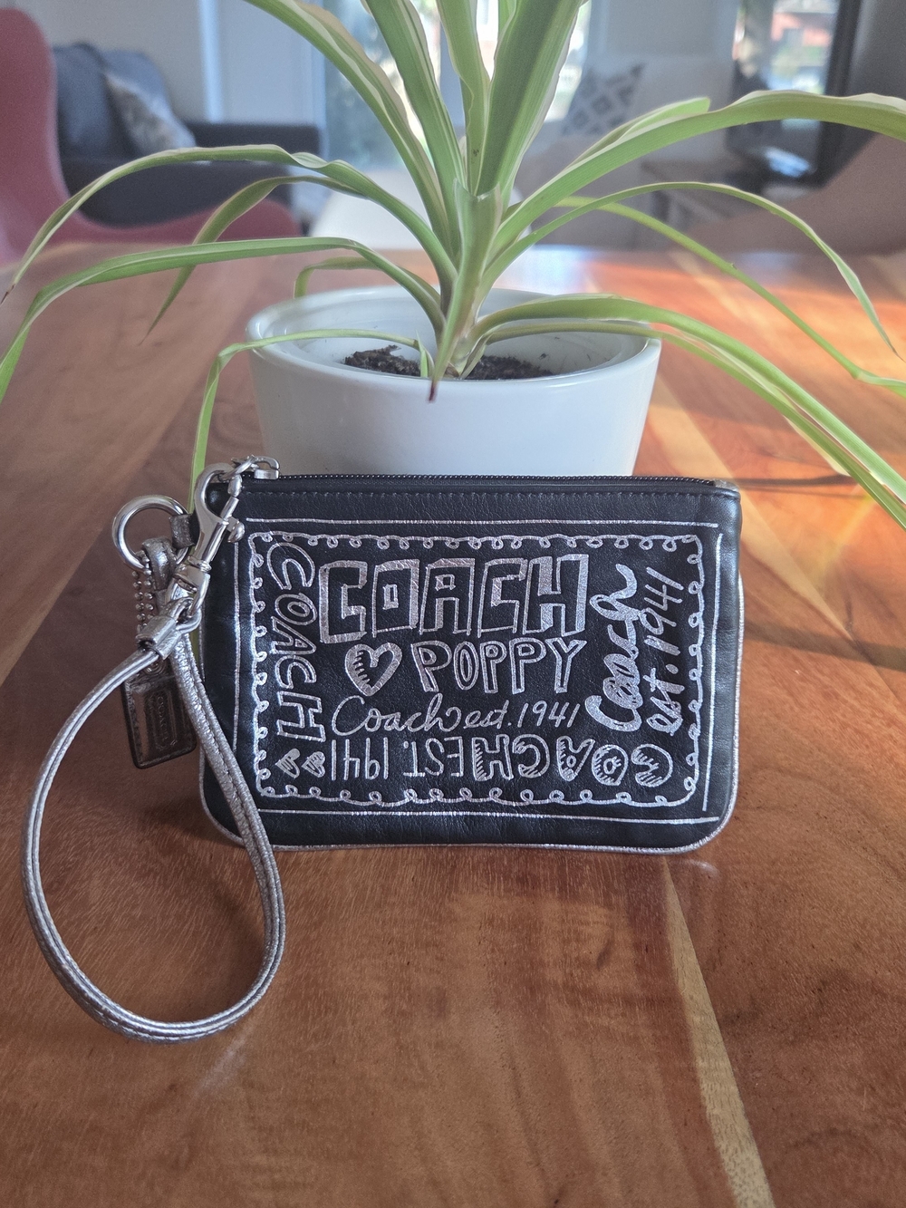 COACH Poppy Black Wristlet Wallet